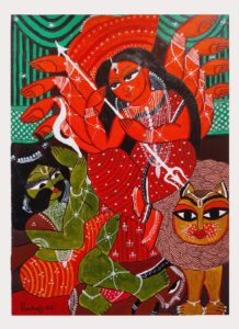 Pankaj Kharadi (This is a painting of Mahisasura Mardani in Kalighat patta chitra style)