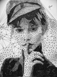 Priya Jaiswal (This portrait is drawn using fineliner pens on an A3-sized sheet. It was made only with triangles.)