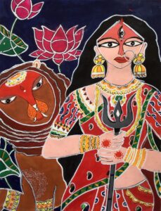 Khant Dhaval (This is a painting of Mahishasur mardini in the style of folk painting.)