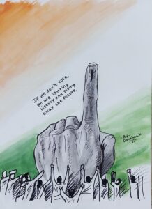 Mr. Darshan K. (Urging the society to exercise their right to vote (water colours painting))